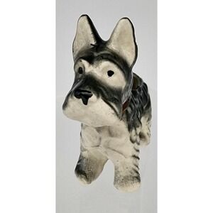 Occupied Japan Scottie Dog Figurine Ceramic Toothpick Holder Black White Vintage